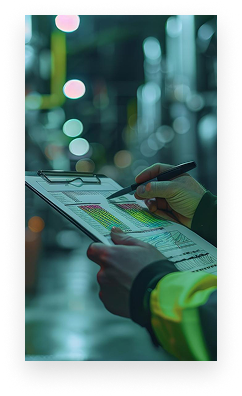 Engineer using a tablet checklist on site